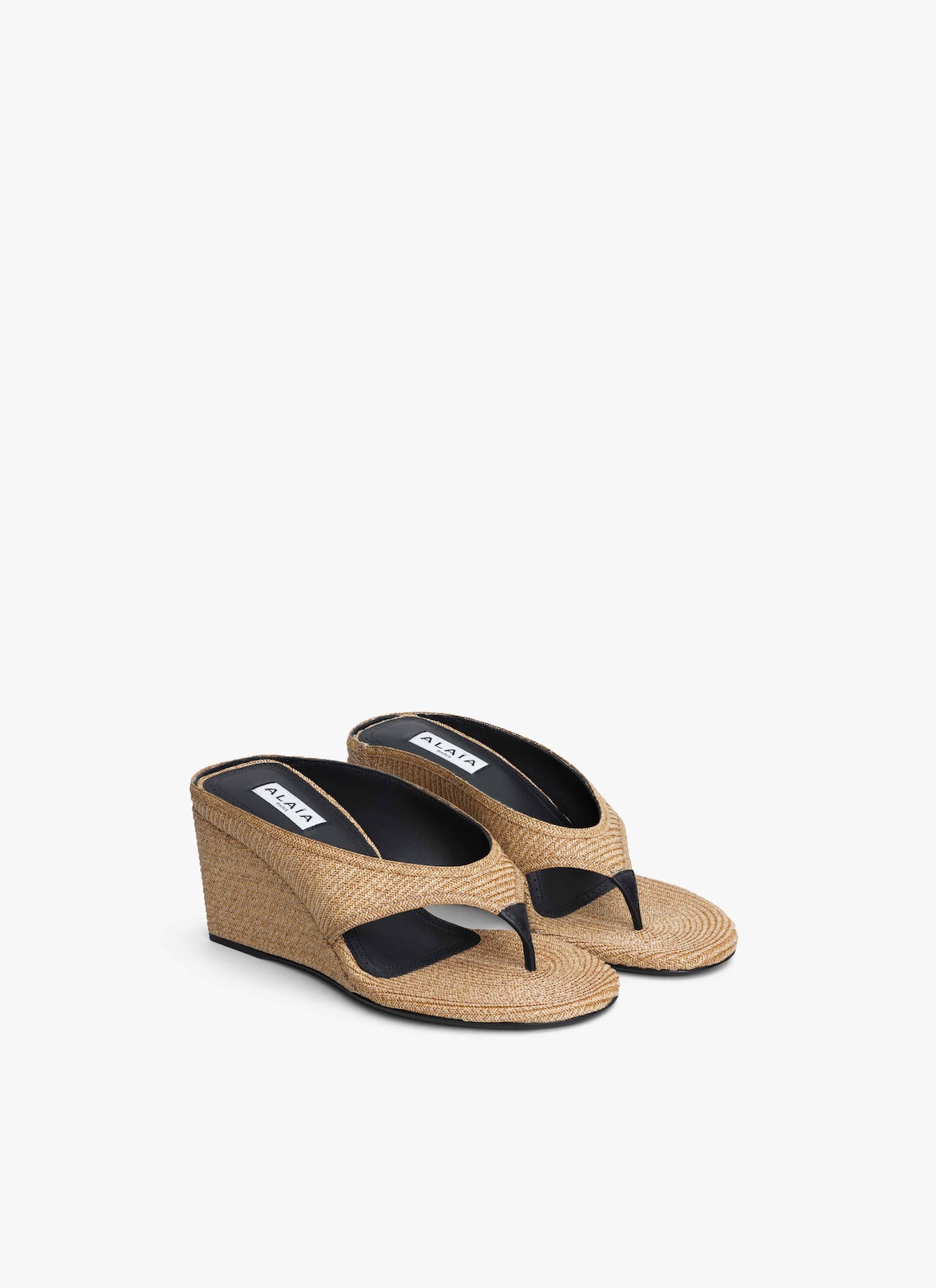 CUBE THONG MULES IN PAPER STRAW ALAÏA NATURAL CUBE THONG MULES IN PAPER STRAW